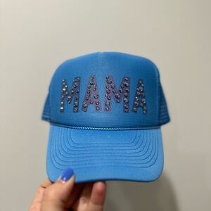 Blue MAMA trucker hat with Rhinestones